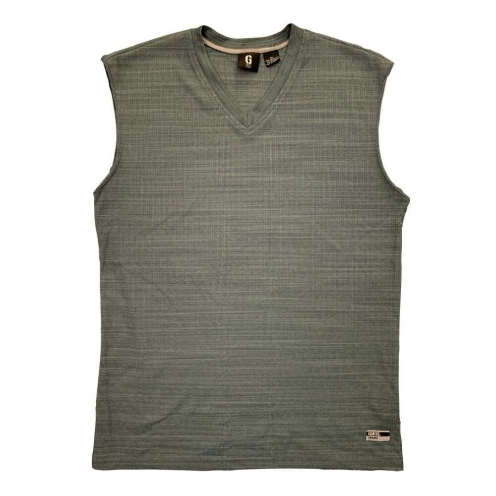 Guess Jeans Women's Top Size XL Gray Pullover Sleeveless Lightweight V-Neck GUC